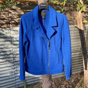 Tahari Cobalt Blue Wool Moto Jacket Medium
